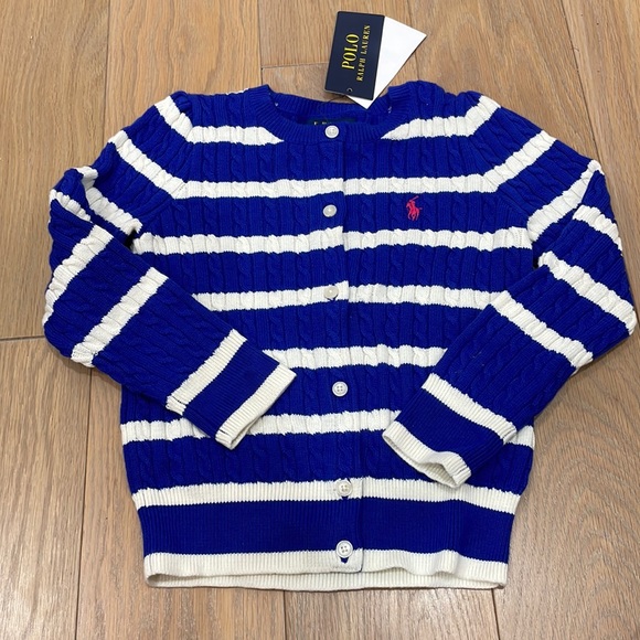 Polo Ralph Lauren Other - NWT Polo Ralph Lauren cobalt blue white stripes cardigan sweater 4